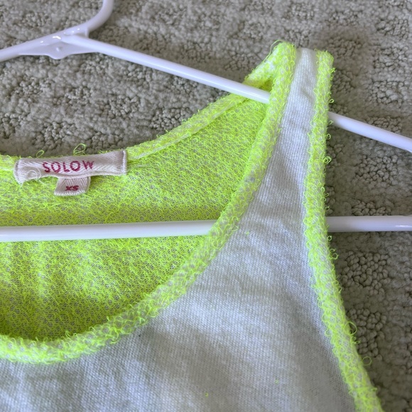 Solow Terry Cloth Racerback Tank Neon Yellow and White XS - Picture 5 of 5